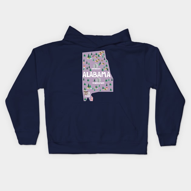 Alabama USA Kids Hoodie by JunkyDotCom